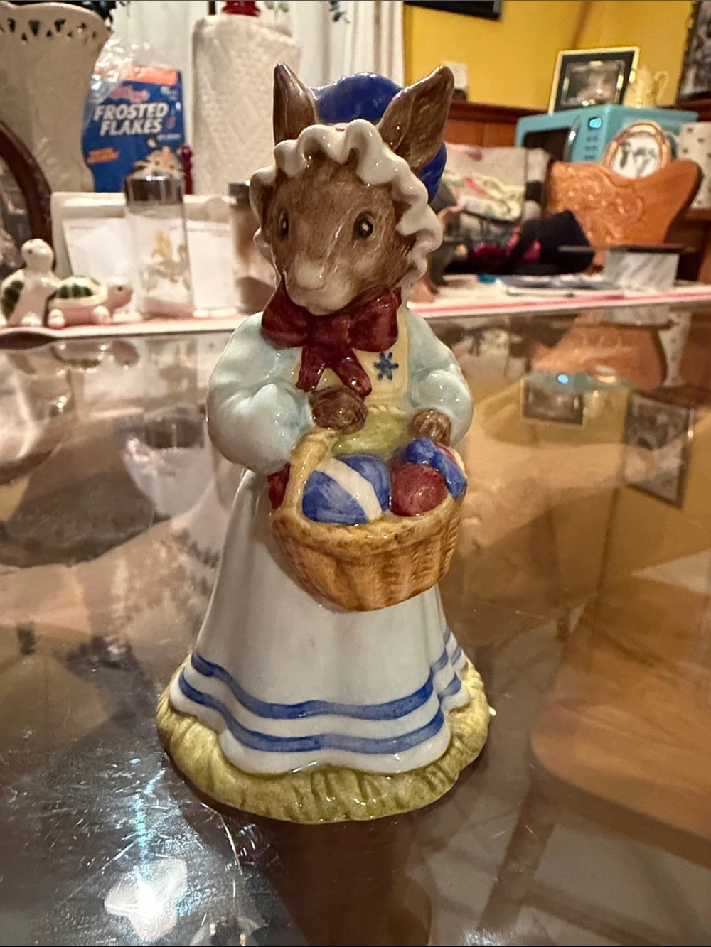 Royal Dowlton Mrs Bunnykins-Painted Ceramic Bunny Figurine